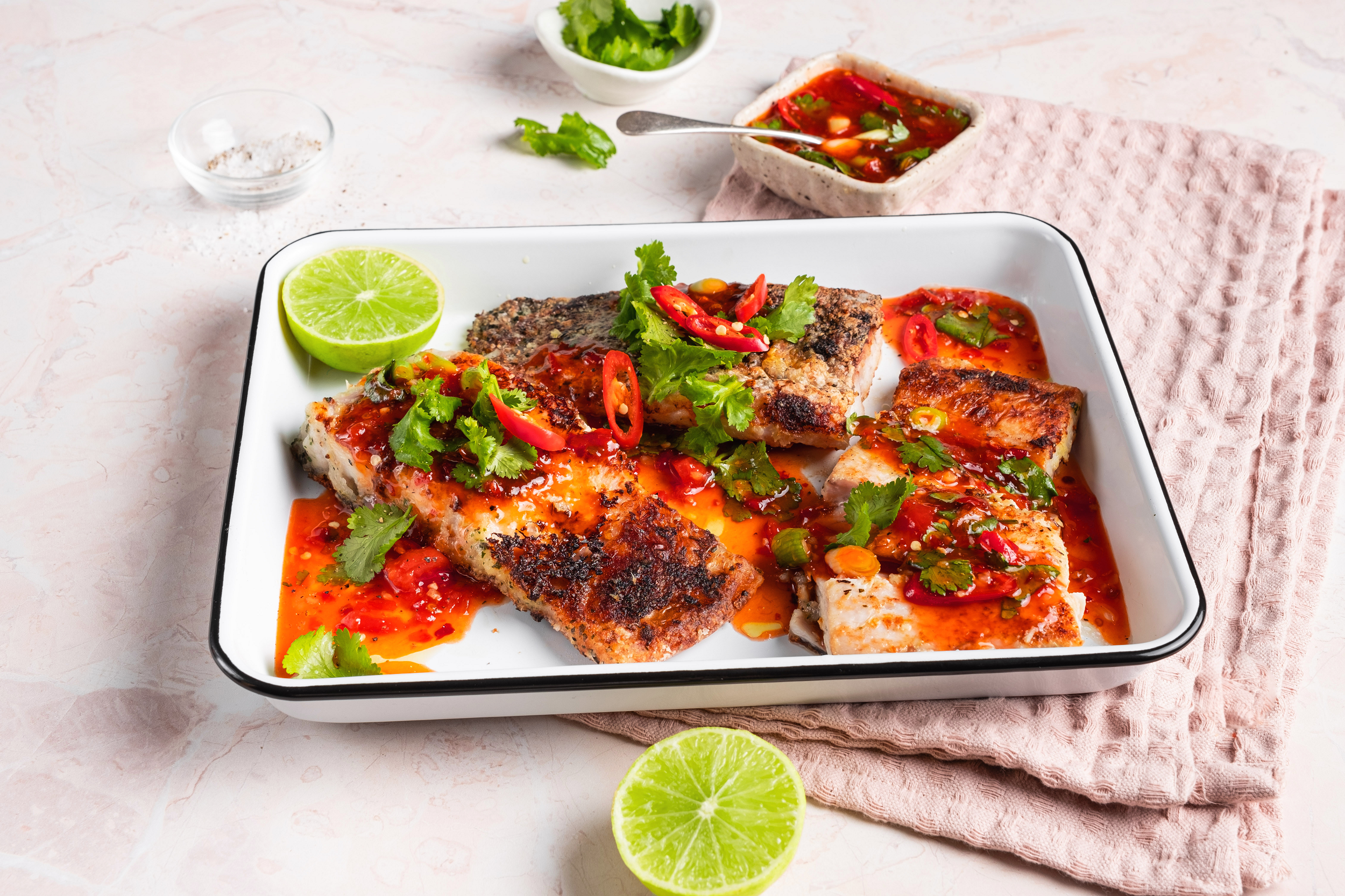 Crispy Skin Fish with Sweet Chilli Salsa