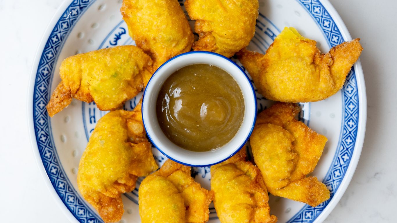 Prawn Wontons with Green Chilli Sauce