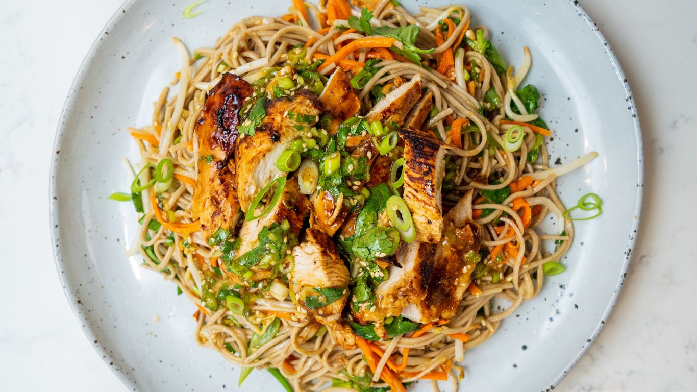 SPICY GRILLED CHICKEN SOBA NOODLE SALAD